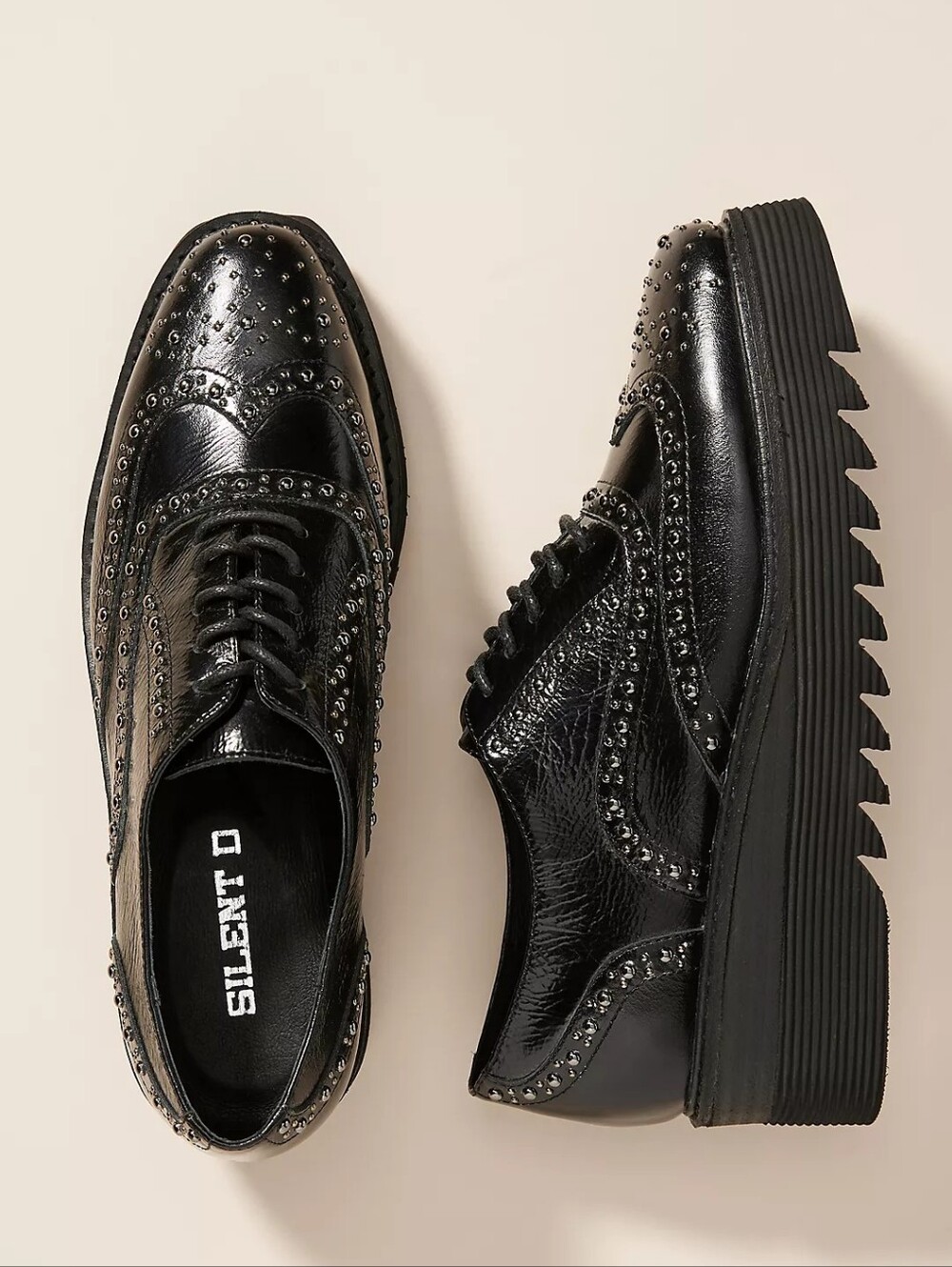 Anthropologie Silent D Tile Platform Oxfords Black Size 7.5 Dark Aademia Y2K